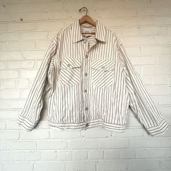BDG Relaxed Fit Canvas Stripe Trucker Jacket L - Picture 1 of 5